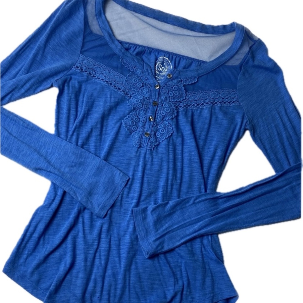 Mesh and lace ribbon cotton super soft long sleeve tee